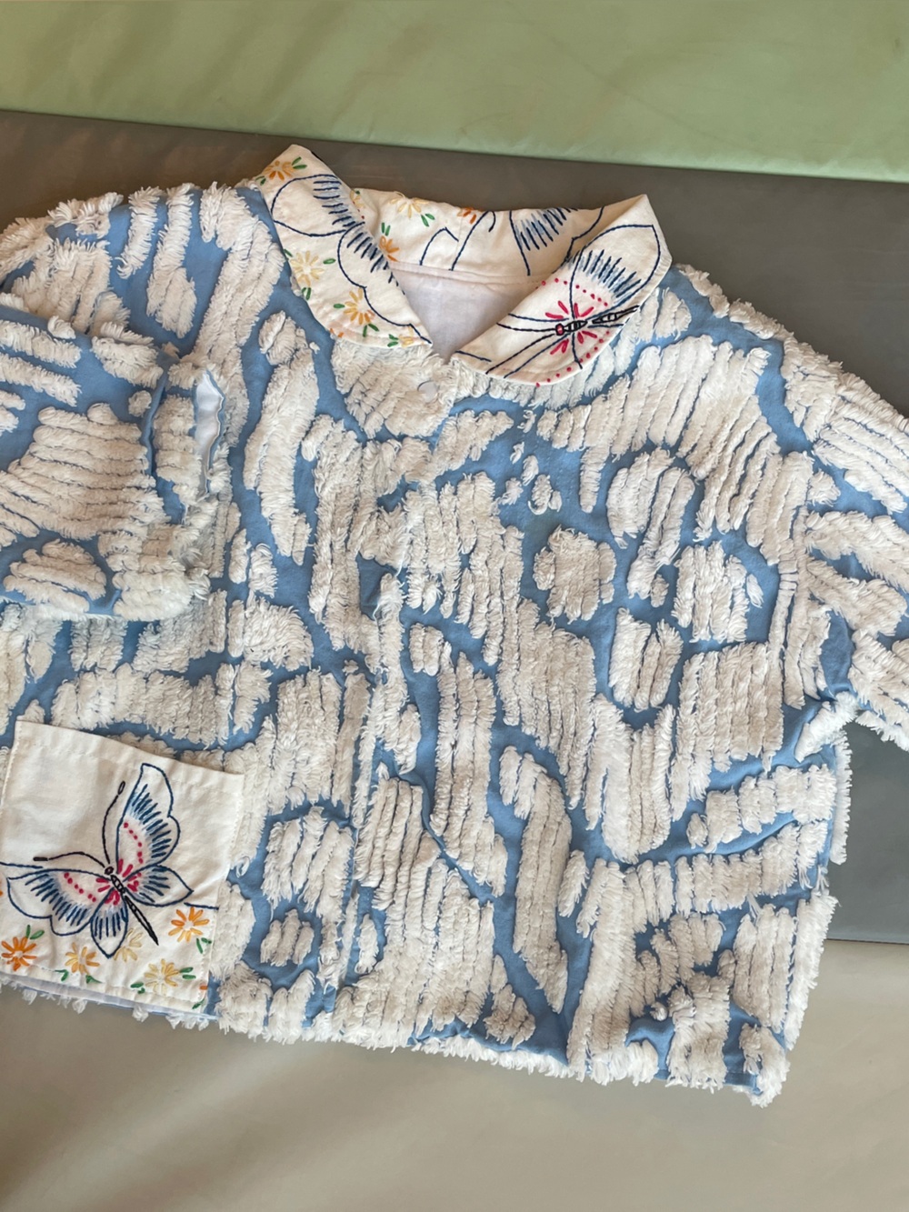 Embroidered chenille cotton jacket